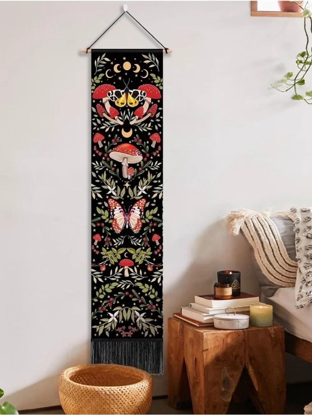 Mystic Mushroom & Butterfly Moon Phase Wall Hanging Tapestry